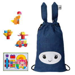 Zestaw: Klocki magnetyczne Alilo (40 el.) + torba Funny Bunny Bag DUŻA
