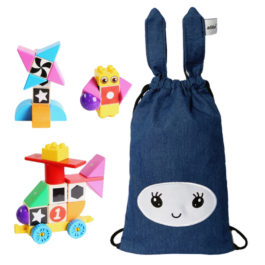 Zestaw: Klocki magnetyczne Alilo (30 el.) + torba Funny Bunny Bag MAŁA