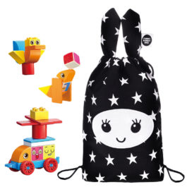 Zestaw: Klocki magnetyczne Alilo (40 el.) + torba Funny Bunny Bag MAŁA