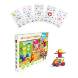 Zestaw: Klocki magnetyczne Alilo (40 el.) + naklejki Alilo