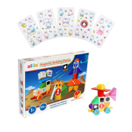 Zestaw: Klocki magnetyczne Alilo (30 el.) + naklejki Alilo